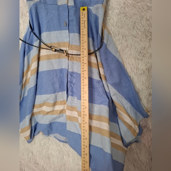 1. State Striped Print Midi Asymmetric Dress Linen Blend Sleeveless Small NWOT - Picture 8 of 9